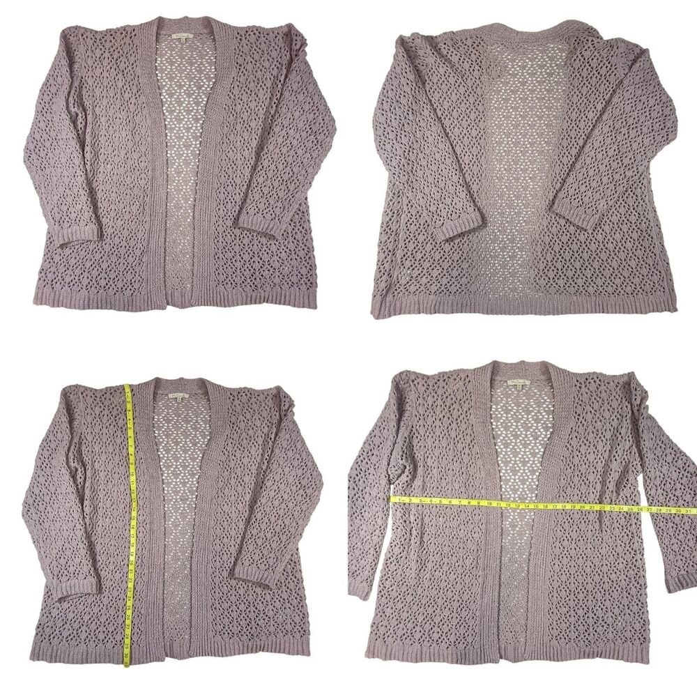My Danielle Womens Open Knit Cardigan Sweater Size 2XL Lavender Long Sleeves